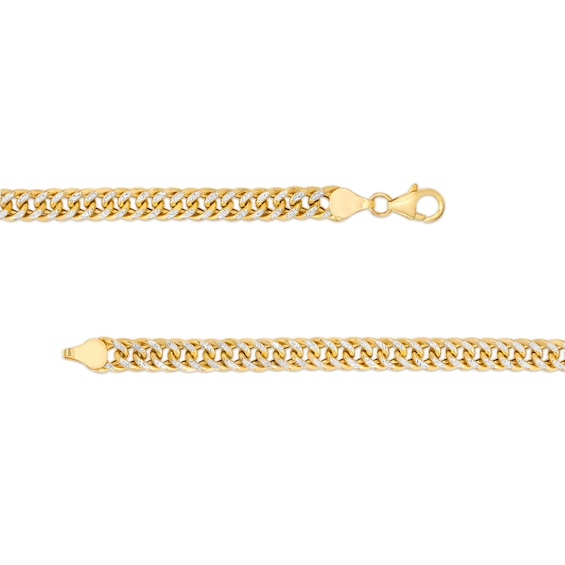 Italian Gold 6.0mm Diamond-Cut Double Curb Chain Bracelet in Hollow 14K Two-Tone Gold - 7.5"