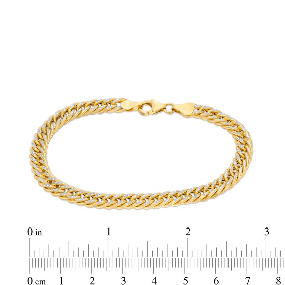 Italian Gold 6.0mm Diamond-Cut Double Curb Chain Bracelet in Hollow 14K Two-Tone Gold - 7.5"