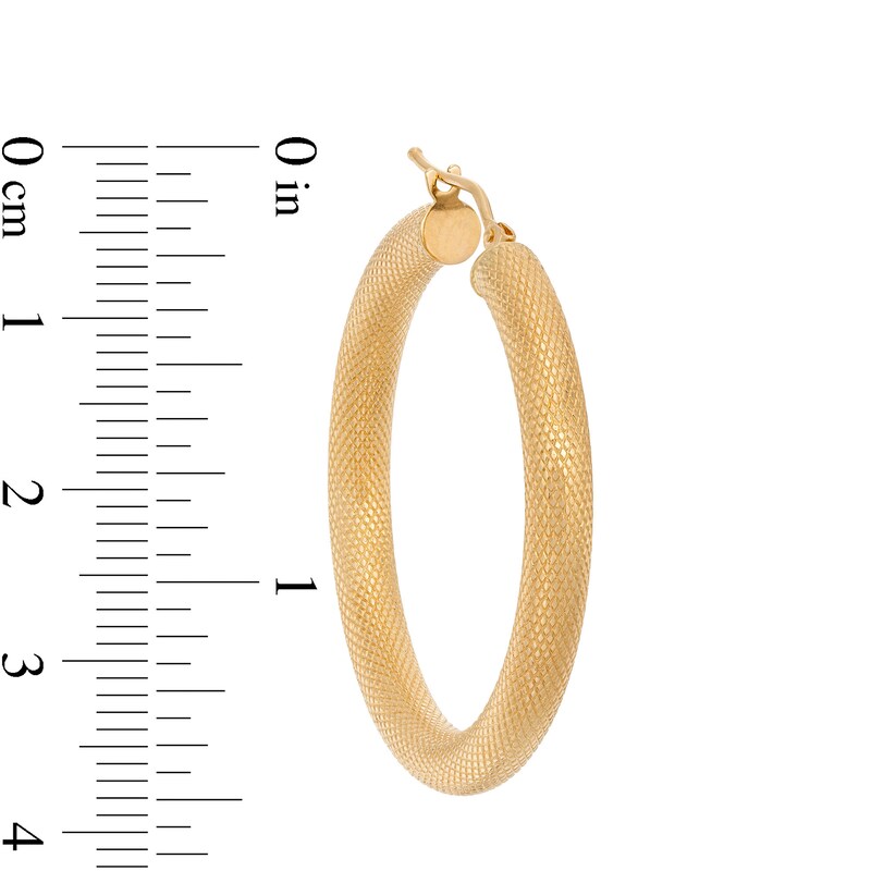 Main Image 3 of Made in Italy 30.0mm Diamond-Cut Tube Hoop Earrings in 14K Gold