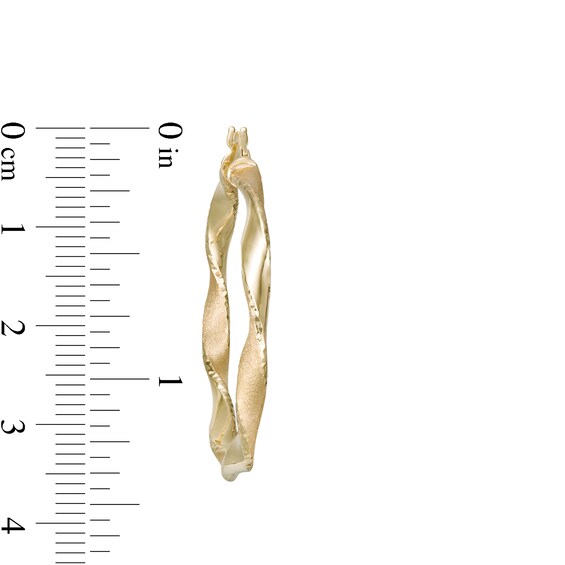 Made in Italy 30.0mm Diamond-Cut and Satin Twist Hoop Earrings in 14K Gold