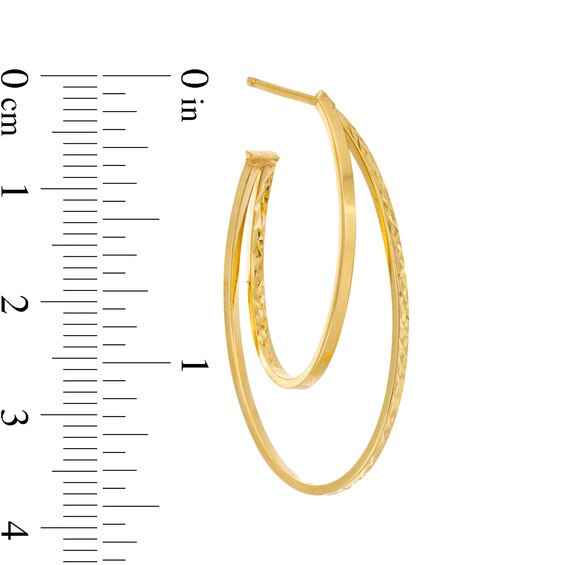 Made in Italy Multi-Finish Double Oval J-Hoop Earrings in 14K Gold