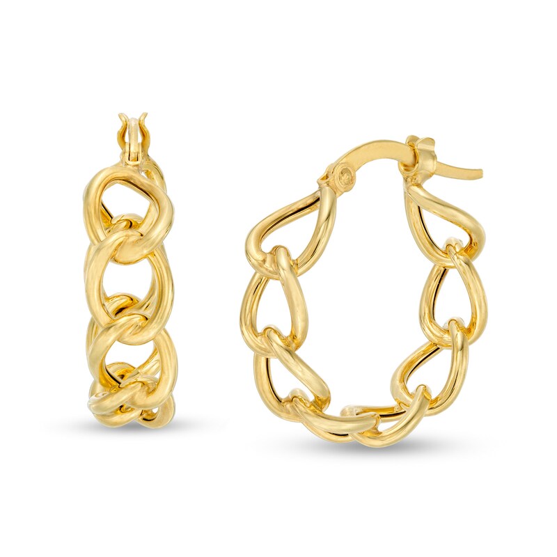 Main Image 1 of Made in Italy 15.0mm Curb Chain Link Hoop Earrings in 14K Gold