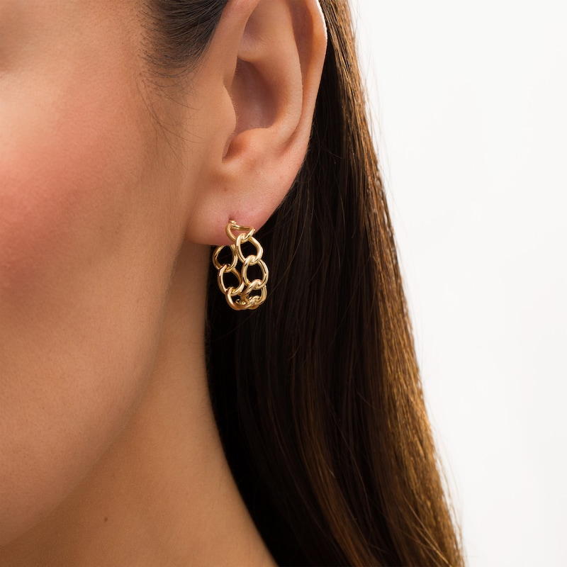 Main Image 2 of Made in Italy 15.0mm Curb Chain Link Hoop Earrings in 14K Gold
