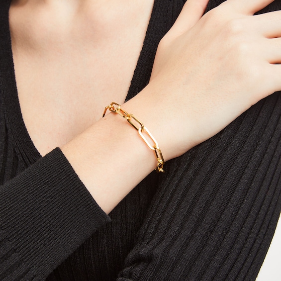 Italian Gold 7.5mm Cheval Chain Bracelet in Hollow 14K Gold - 7.5"