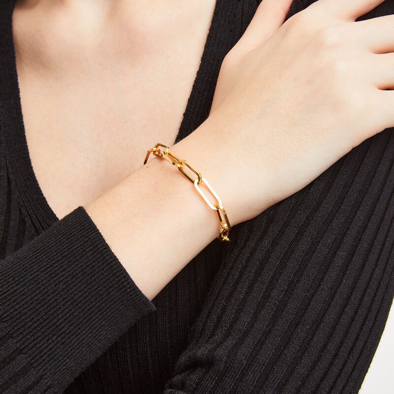 Main Image 2 of Italian Gold 7.5mm Cheval Chain Bracelet in Hollow 14K Gold - 7.5"