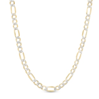Main Image 1 of Italian Gold Men's 5.7mm Diamond-Cut Figaro Chain Necklace in Hollow 10K Two-Tone Gold - 22"