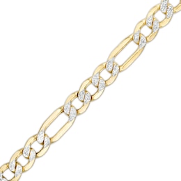 Made in Italy Men's 5.7mm Diamond-Cut Hollow Figaro Chain Bracelet in 10K Two-Tone Gold - 8.5&quot;