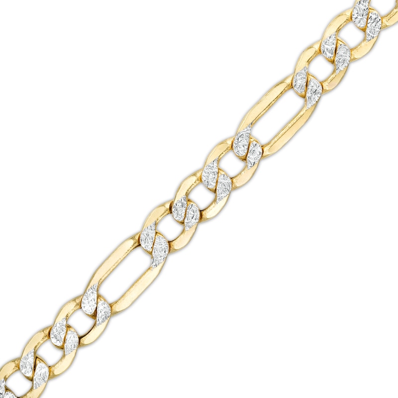 Made in Italy Men's 5.7mm Diamond-Cut Hollow Figaro Chain Bracelet in 10K Two-Tone Gold - 8.5"