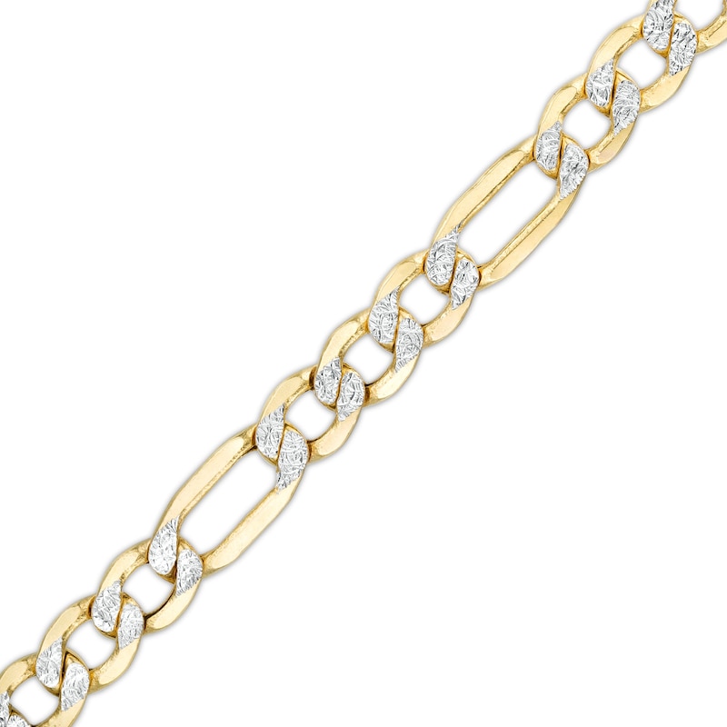 Italian Gold Men's 5.7mm Diamond-Cut Figaro Chain Bracelet in Hollow 10K Two-Tone Gold - 8.5"