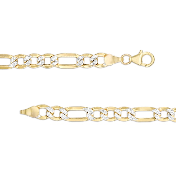 Italian Gold 5.7mm Diamond-Cut Figaro Chain Bracelet in Hollow 10K Two-Tone Gold - 8.5"