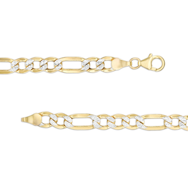 Italian Gold Men's 5.7mm Diamond-Cut Figaro Chain Bracelet in Hollow 10K Two-Tone Gold - 8.5"