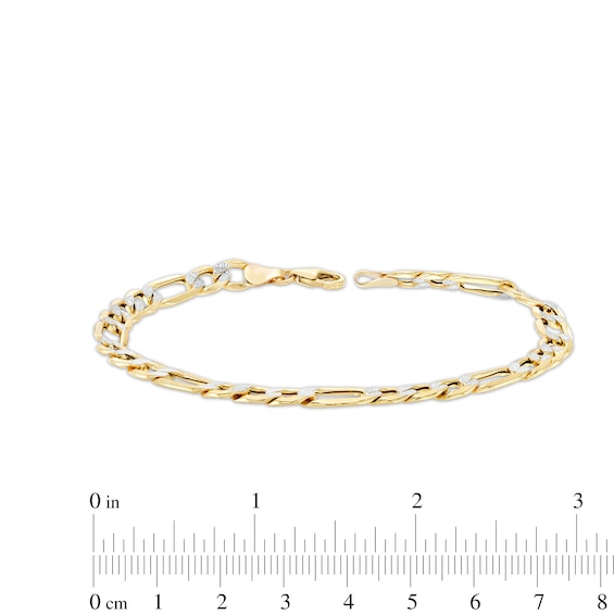 Italian Gold 5.7mm Diamond-Cut Figaro Chain Bracelet in Hollow 10K Two-Tone Gold - 8.5"