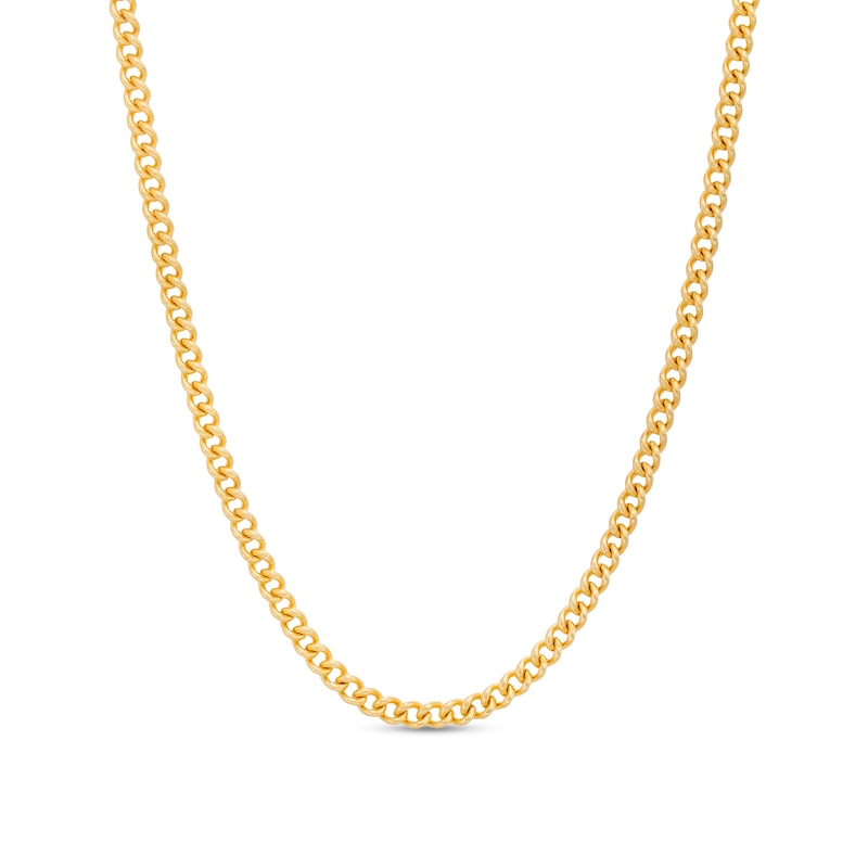 Main Image 1 of Italian Gold Men's 2.15mm Curb Chain Necklace in Hollow 10K Gold - 22"