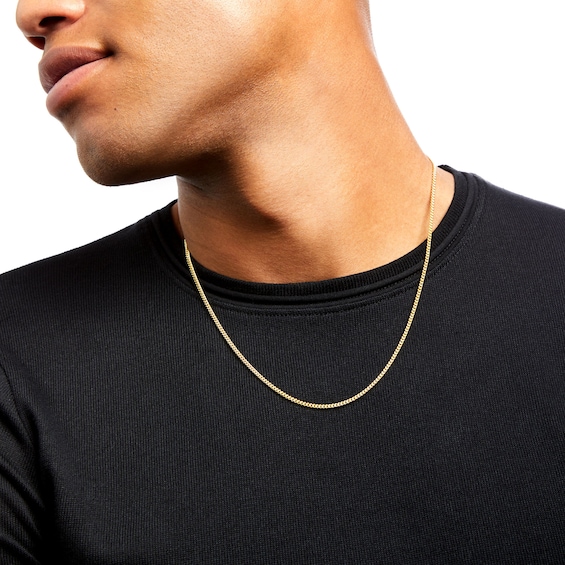 Italian Gold Men's 2.15mm Curb Chain Necklace in Hollow 10K Gold - 22"