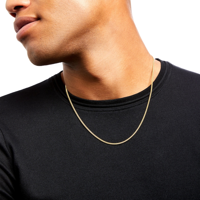 Main Image 2 of Italian Gold Men's 2.15mm Curb Chain Necklace in Hollow 10K Gold - 22"