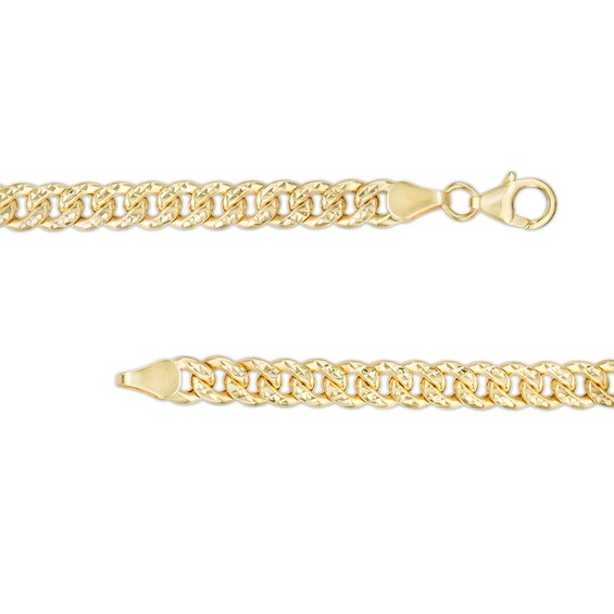 Made in Italy 5.6mm Diamond-Cut Cuban Curb Chain Bracelet in Hollow 10K Gold - 8.5"