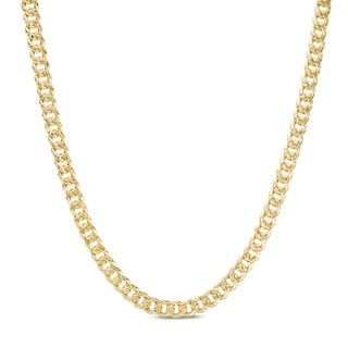 Main Image 1 of Italian Gold Men's 5.6mm Diamond-Cut Cuban Curb Chain Necklace in Hollow 10K Gold - 22"