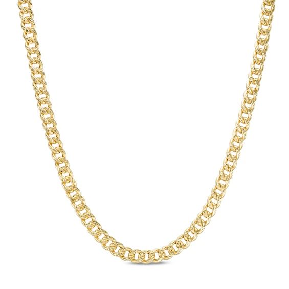 Italian Gold Men's 5.6mm Diamond-Cut Cuban Curb Chain Necklace in Hollow 10K Gold - 22"