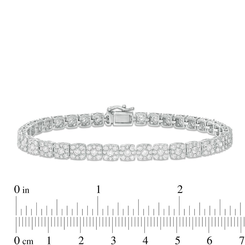 Main Image 4 of 5 CT. T.W. Composite Cushion Diamond Tennis Bracelet in 10K White Gold - 7.25"
