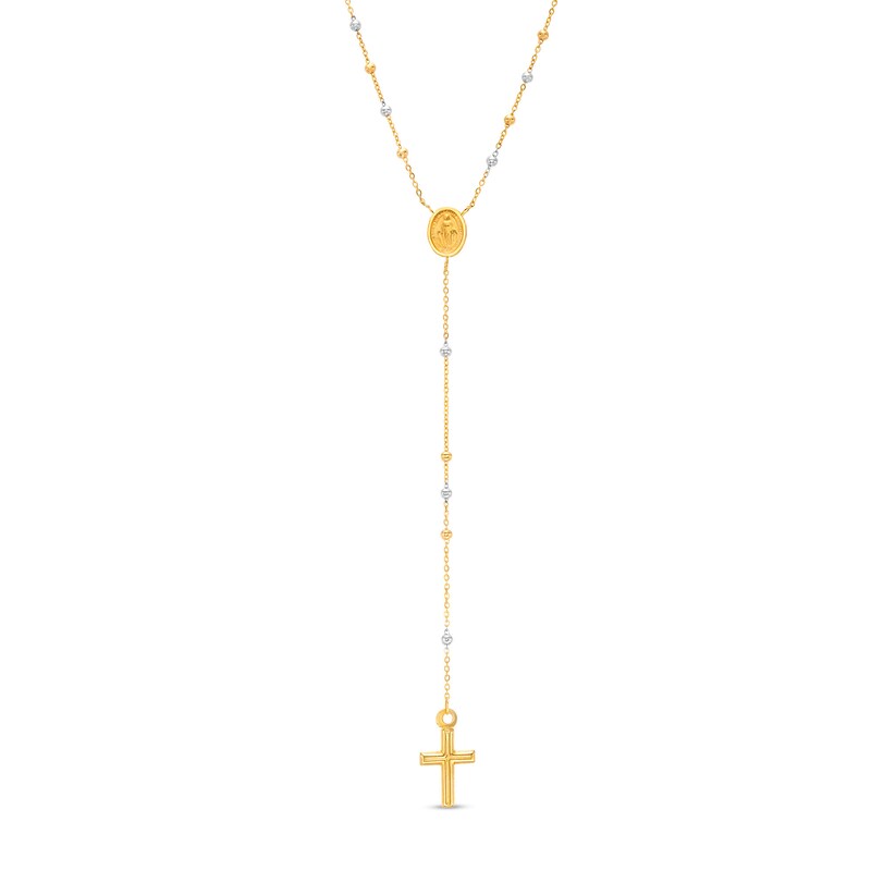Main Image 1 of Made in Italy Beaded Rosary Necklace in 14K Tri-Tone Gold - 18"
