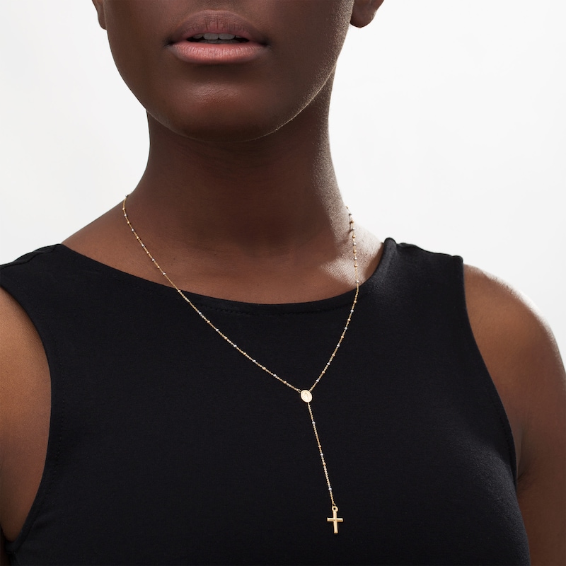 Main Image 2 of Made in Italy Beaded Rosary Necklace in 14K Tri-Tone Gold - 18"
