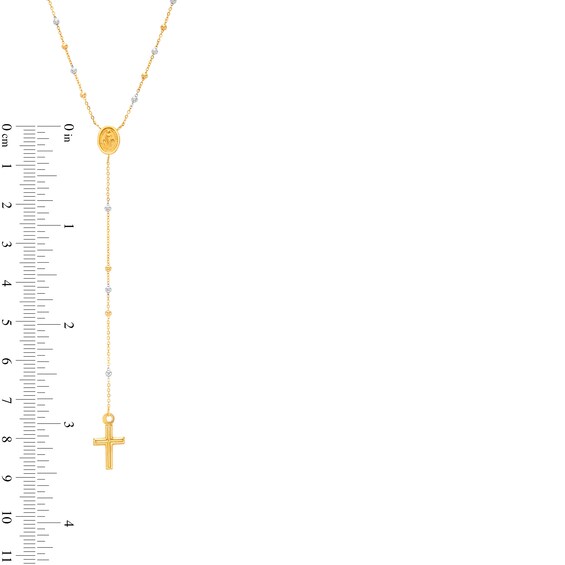 Made in Italy Beaded Rosary Necklace in 14K Tri-Tone Gold - 18"