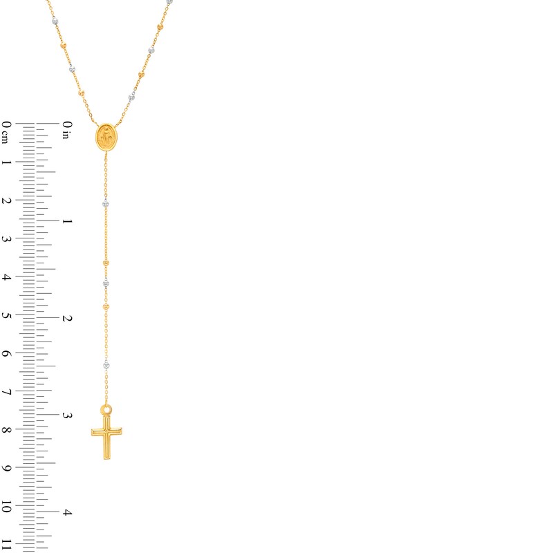 Main Image 4 of Made in Italy Beaded Rosary Necklace in 14K Tri-Tone Gold - 18"