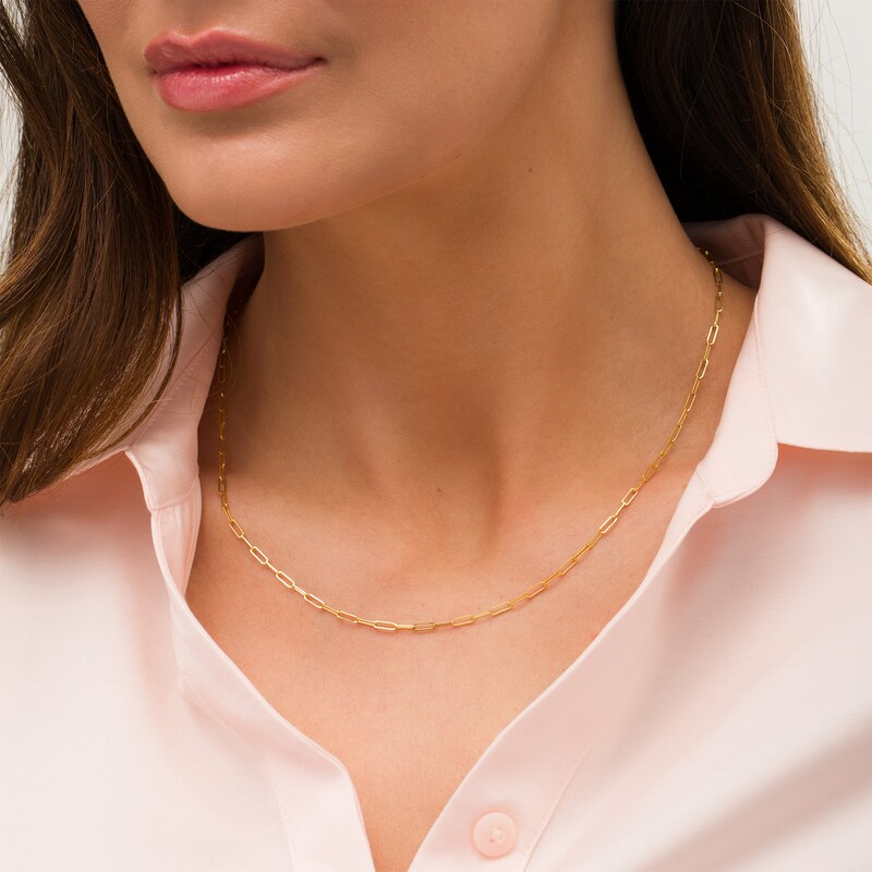 Main Image 2 of Made in Italy 2.0mm Oval Link Chain Necklace in Solid 14K Gold - 18"