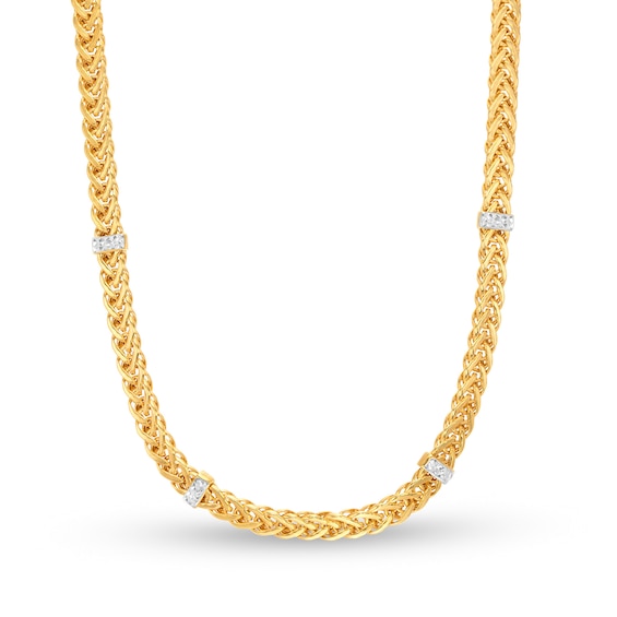 Made in Italy Diamond-Cut Station Lariat "Y" Wheat Chain Necklace in 14K Gold - 17"