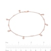Thumbnail Image 4 of 1/3 CT. T.W. Diamond Square Dangle Station Anklet in 10K Rose Gold - 10"