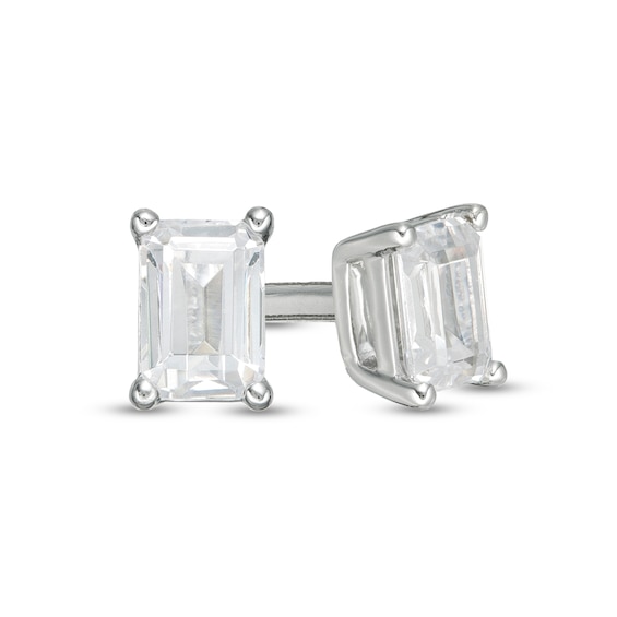 1/4 CT. T.w. Emerald-Cut Diamond Solitaire Stud Earrings in 10K White Gold (I/I2)