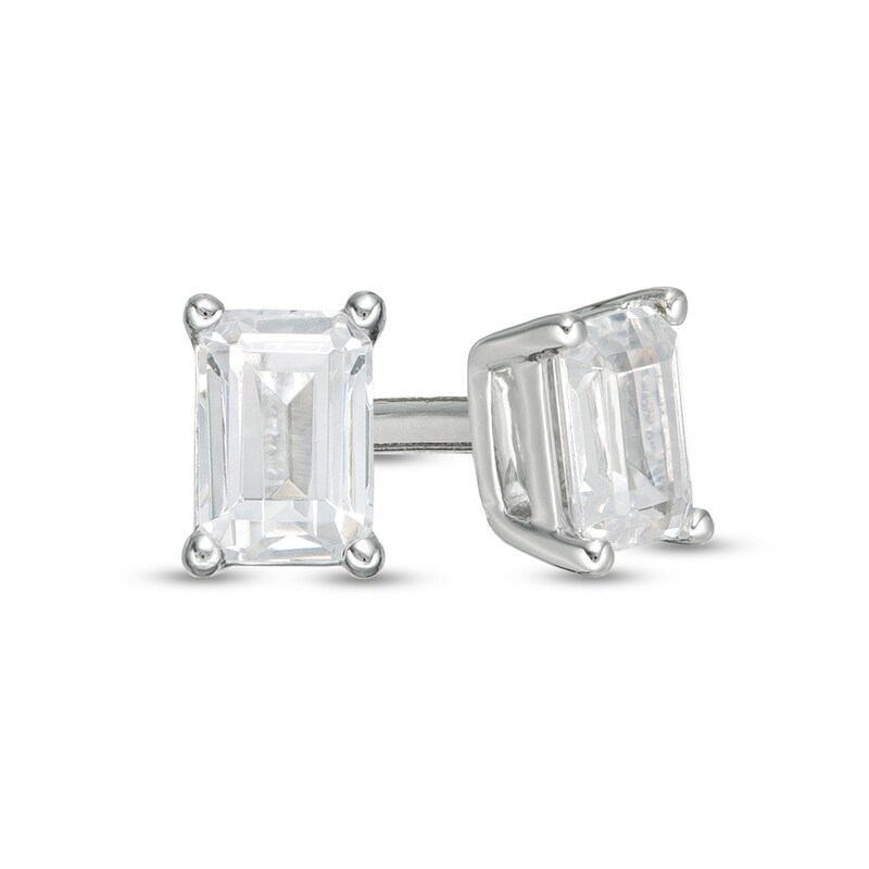 1/4 CT. T.W. Emerald-Cut Diamond Solitaire Stud Earrings in 10K White Gold (I/I2)