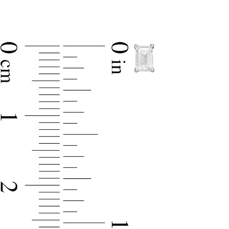 Main Image 3 of 1/4 CT. T.W. Emerald-Cut Diamond Solitaire Stud Earrings in 10K White Gold (I/I2)