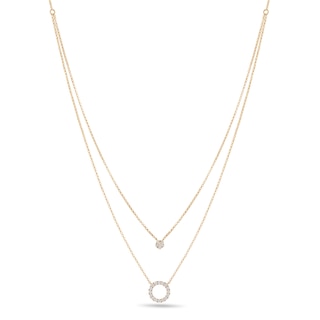 1/3 CT. T.W. Diamond Double Strand Circle Necklace in 10K Gold