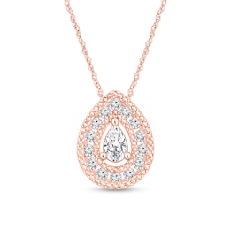 1/5 CT. T.W. Pear-Shaped Diamond Teardrop Frame Vintage-Style Pendant in 10K Rose Gold