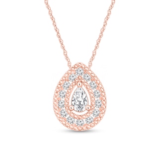 1/5 CT. T.W. Pear-Shaped Diamond Teardrop Frame Vintage-Style Pendant in 10K Rose Gold