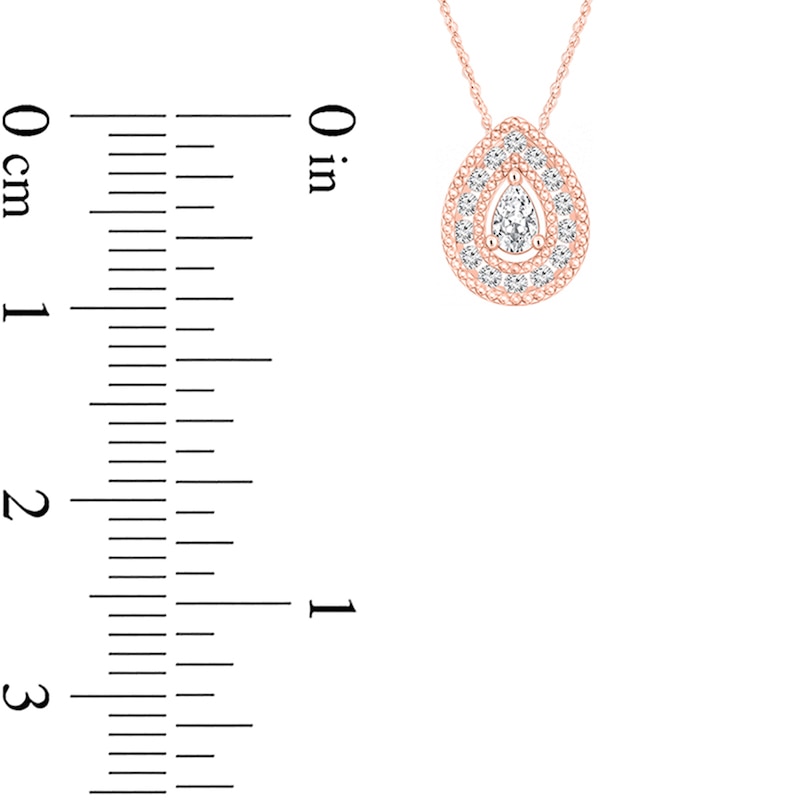 Main Image 3 of 1/5 CT. T.W. Pear-Shaped Diamond Teardrop Frame Vintage-Style Pendant in 10K Rose Gold