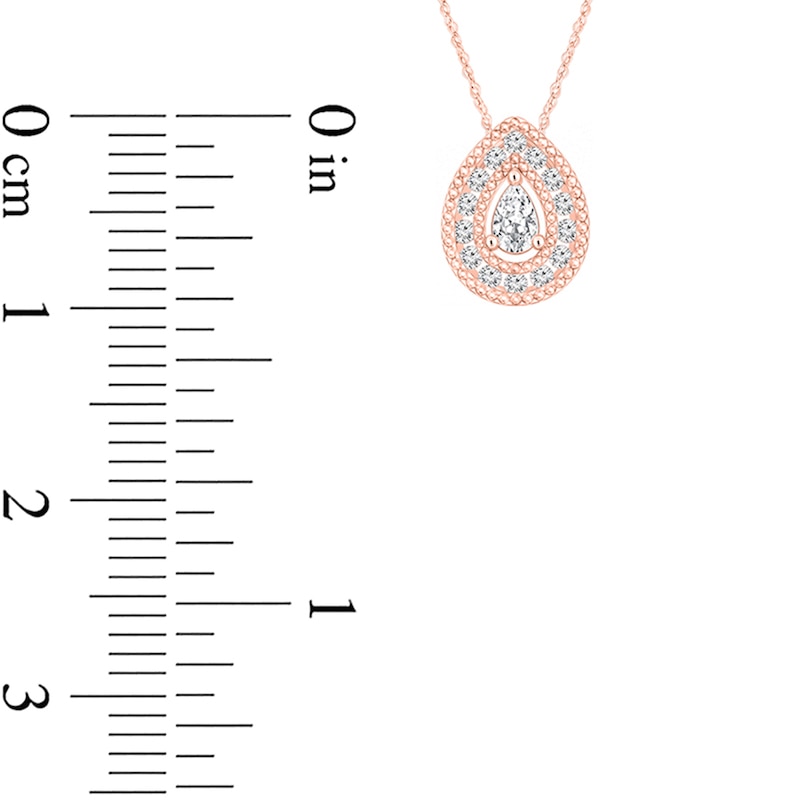 1/5 CT. T.W. Pear-Shaped Diamond Teardrop Frame Vintage-Style Pendant in 10K Rose Gold