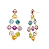 Thumbnail Image 1 of 5.0mm Cushion-Cut checkerboard Multi-Gemstone Chandelier Drop Earrings in 10K Gold