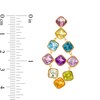 Thumbnail Image 3 of 5.0mm Cushion-Cut checkerboard Multi-Gemstone Chandelier Drop Earrings in 10K Gold