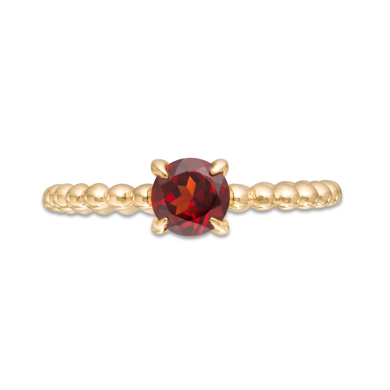 5.0mm Garnet Bead Shank Ring in 10K Gold