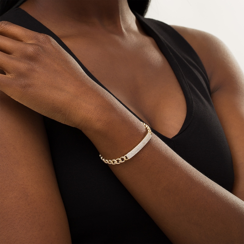 Main Image 2 of 1 CT. T.W. Diamond Multi-Row ID Bracelet in 10K Gold - 7.25"
