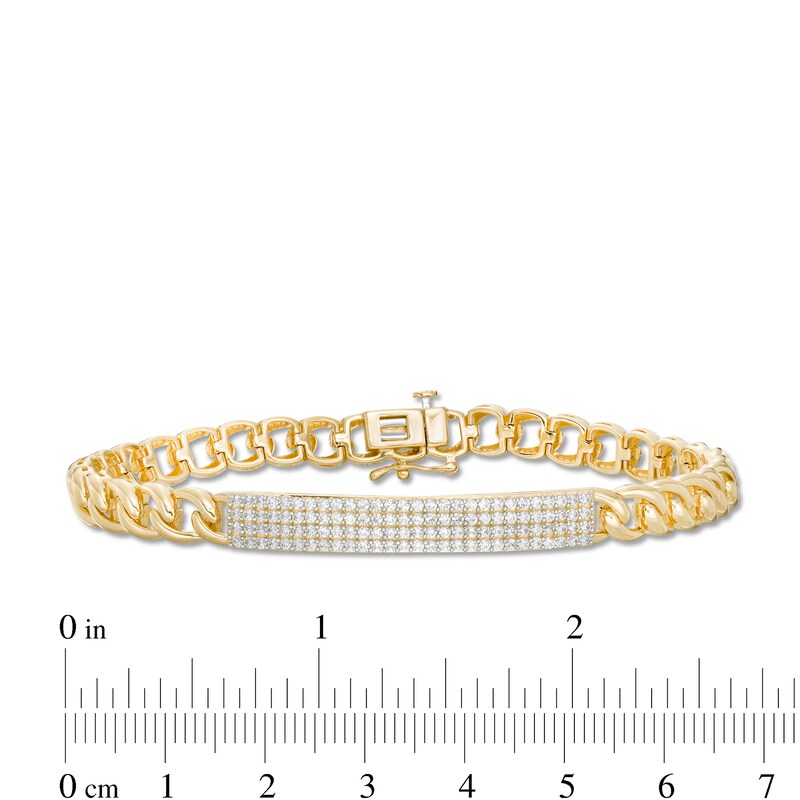 Main Image 4 of 1 CT. T.W. Diamond Multi-Row ID Bracelet in 10K Gold - 7.25"