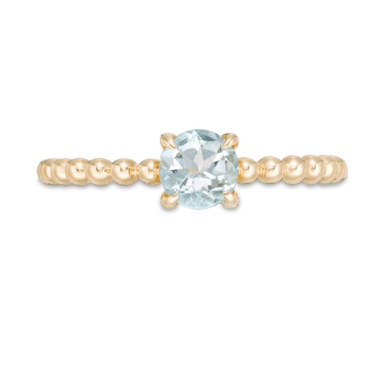 5.0mm Aquamarine Bead Shank Ring in 10K Gold - Size 7