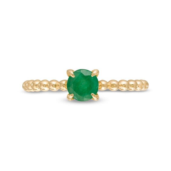 5.0mm Emerald Bead Shank Ring in 10K Gold - Size 7