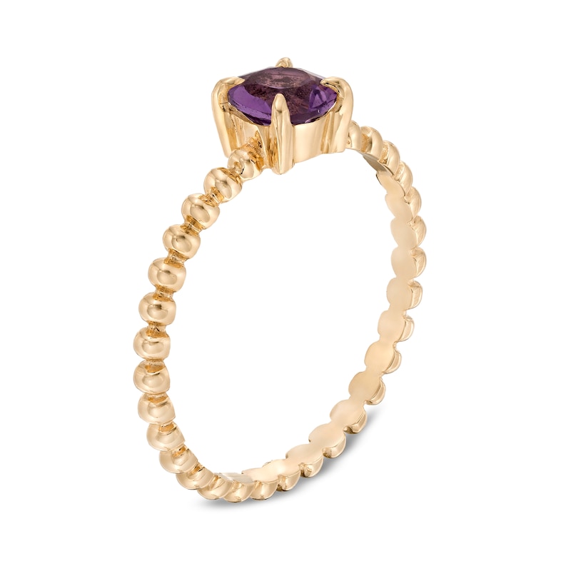 Main Image 3 of 5.0mm Amethyst Bead Shank Ring in 10K Gold - Size 7