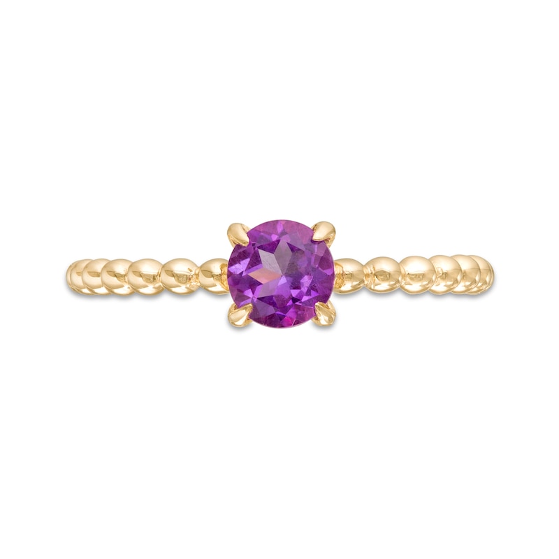 Main Image 4 of 5.0mm Amethyst Bead Shank Ring in 10K Gold - Size 7