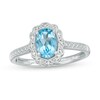 Thumbnail Image 0 of Cherished Promise Collection™ Swiss Blue Topaz and Diamond Accent Vintage-Style Promise Ring in Sterling Silver