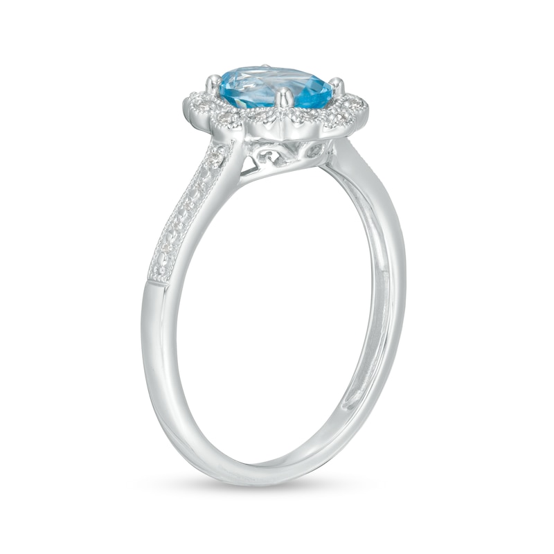 Main Image 3 of Cherished Promise Collection™ Swiss Blue Topaz and Diamond Accent Vintage-Style Promise Ring in Sterling Silver