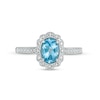 Thumbnail Image 3 of Cherished Promise Collection™ Swiss Blue Topaz and Diamond Accent Vintage-Style Promise Ring in Sterling Silver